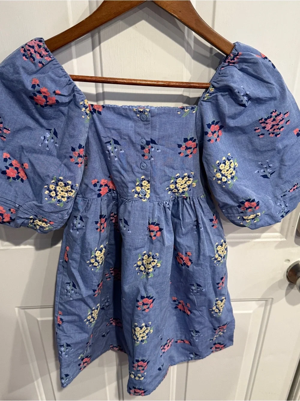 Janie And Jack Blue Floral Smocked Bubble Dress Light Blue Preppy